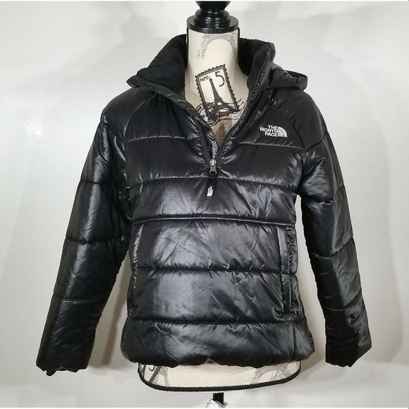 The North Face Logo-Print Cropped Pull Over Jacket, Black, Girl's Size M - Picture 2 of 9